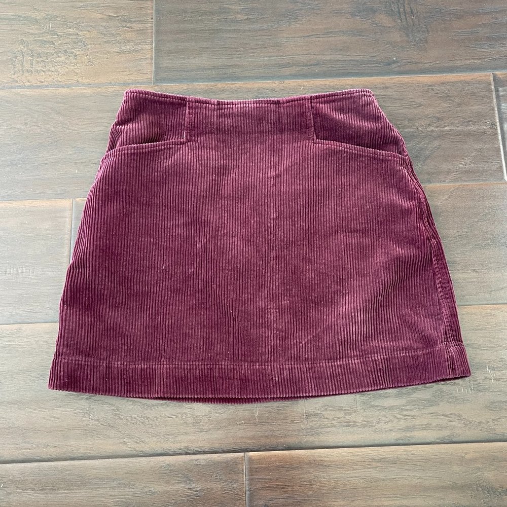 AG Adriano Goldschmied Women's Bernadette Burgundy Corduroy Mini Skirt Sz 26R